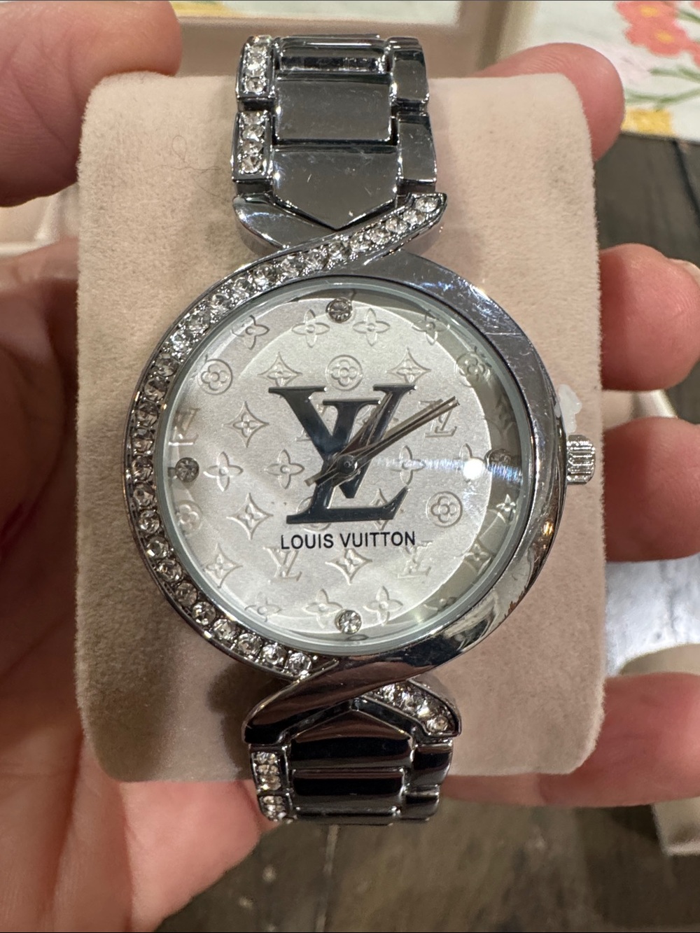 Silver-tone Crystal Accent Women's Bracelet Watch